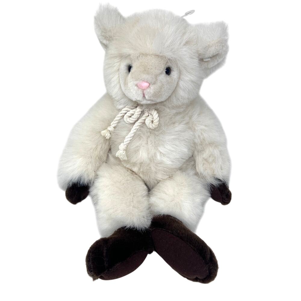 Animal‎ Adventure Lamb Plush 14" Fuzzy Sheep Brown Bean Feet Rope Bow Vintage